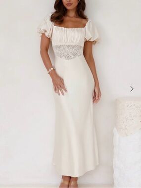 CONNECTED BY LOVE SATIN MAXI DRESS BUTTER Hello Molly XS